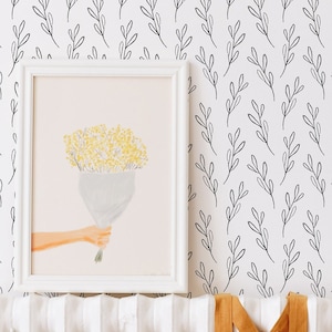 Rustic Dainty Floral Wallpaper. Removable Peel + Stick and Traditional Wallpaper Options.  Multiple Colors Available. *