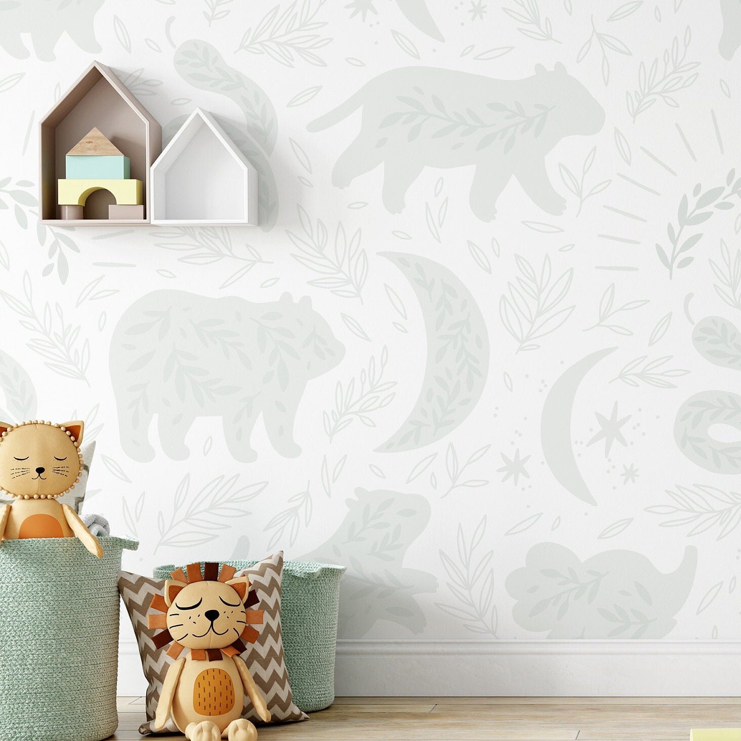 Nursery Wallpaper. Kids Boho Design. Peel and Stick Wallpaper. | Etsy