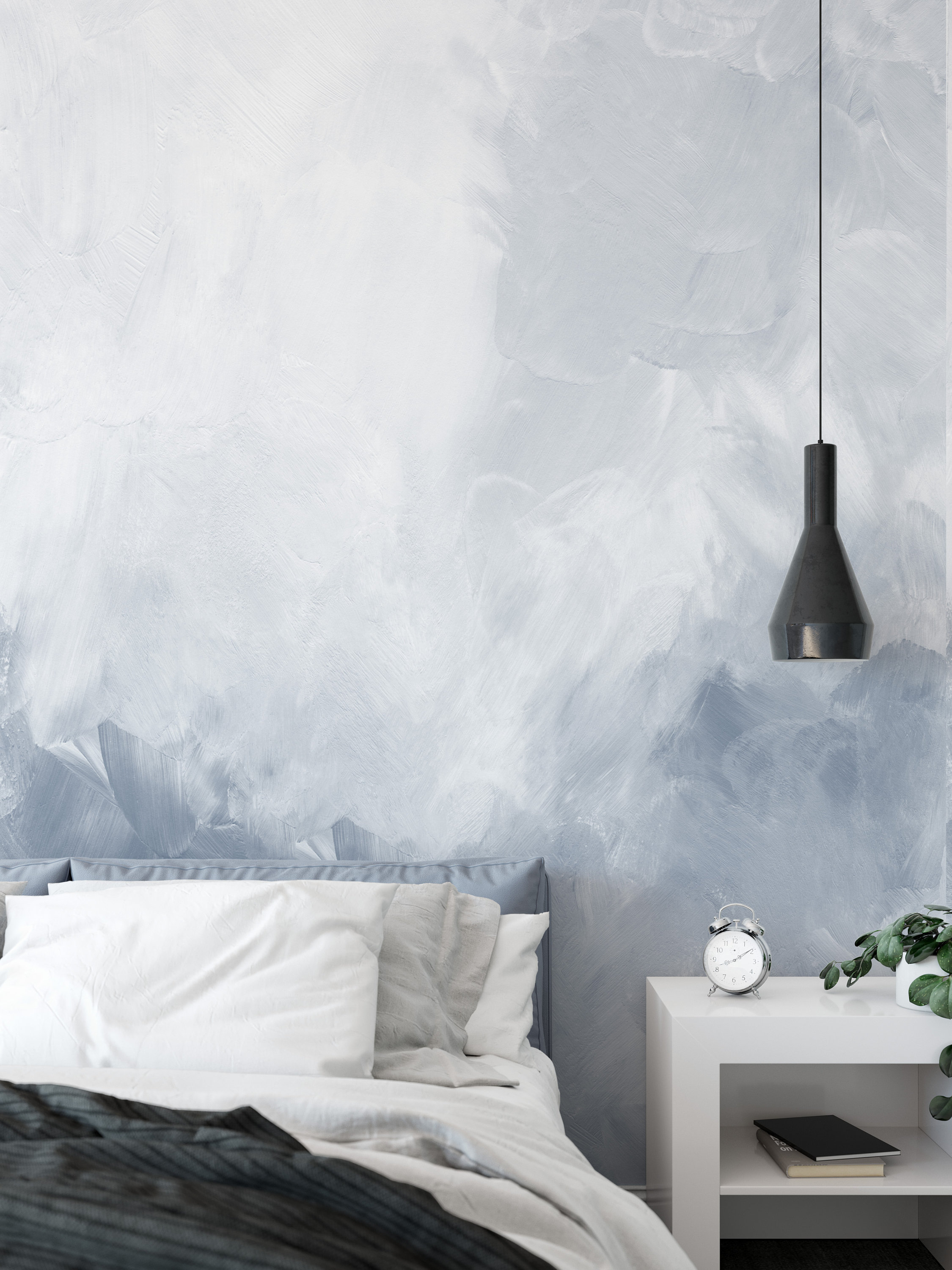 Wallpaper. Pale Blue. Hand Painted. Peel and Stick Etsy