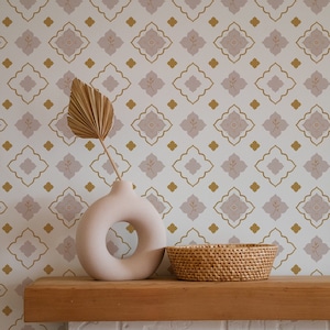 Moroccan Mosaic Wallpaper.  Peel and Stick and Traditional Wallpaper Options. Removable. Accent Wall. *