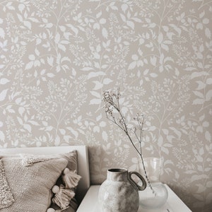 Neutral Floral Wallpaper. Wallpaper. Peel and Stick Wallpaper. Removable. Multiple colors available. 25 Inch. *