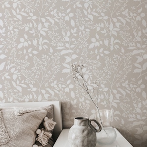 Neutral Floral Wallpaper. Wallpaper. Peel and Stick Wallpaper. Removable. Multiple colors available. 25 Inch. *