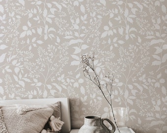 Neutral Floral Wallpaper. Wallpaper. Peel and Stick Wallpaper. Removable. Multiple colors available. 25 Inch. *