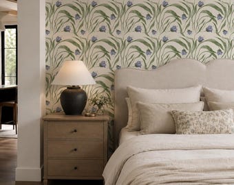 Leiden Floral Wallpaper - 12.5" . Peel and Stick Wallpaper. Removable. Accent Wall. Many Colours Available. *