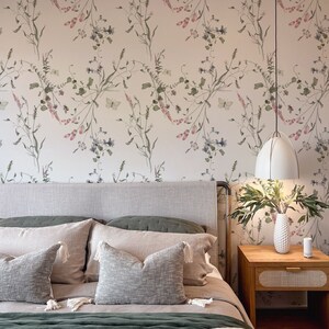 Lovely Botanicals Wallpaper.  Peel and Stick and Traditional Wallpaper Options. Removable. Accent Wall. *
