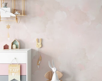 Nursery Wallpaper/Mural. Watercolor Blush. Peel and Stick and Traditional Wallpaper Options. Accent Wall. 75” Repeat. 6173392. *