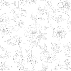 Dainty Floral Line Wallpaper. Peel and Stick and Traditional Wallpaper Options. Removable. Multiple Colours Available. 25". * bild 2