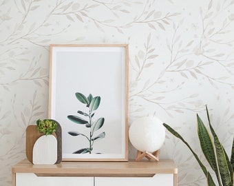 Minimal Floral Wallpaper. Linen Color Wallpaper. Peel and Stick Wallpaper. Removable. Multiple colors available. 25 Inch. *