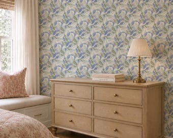 Bergen Floral Wallpaper - 12.5". Peel and Stick Wallpaper. Removable. Accent Wall. Many Colours Available. *