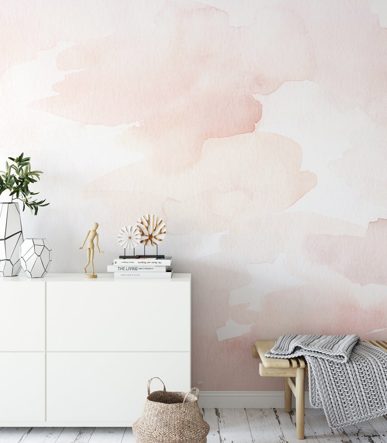 Hand Painted Watercolor Wallpaper. Peel and Stick Wallpaper. Etsy Canada