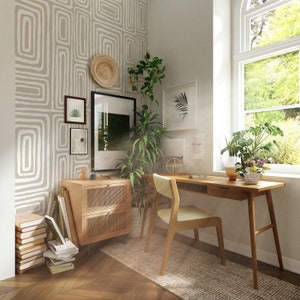 Neutral Abstract Geometric Wallpaper. Peel and Stick Wallpaper and Traditional options. More colors available. *