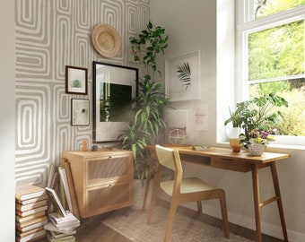 Neutral Abstract Geometric Wallpaper. Peel and Stick Wallpaper and Traditional options. More colors available. *