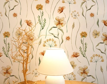 Warm Glow Floral Wallpaper. Peel and Stick or Traditional Wallpaper Options. Removable. *