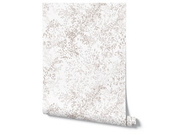 Golden Delicate Winter Floral. Color: Beige. Removable Peel + Stick and Traditional Wallpaper Options. Multiple colors available.