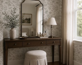 Wild Rose Toile Wallpaper. Peel and Stick Wallpaper. Removable. Accent Wall. Many Colours Available. *
