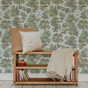 Papier peint Forest Haven. Options de papier peint amovible autocollant et papier peint traditionnel. Mur d'accent. Chambre d'enfants.