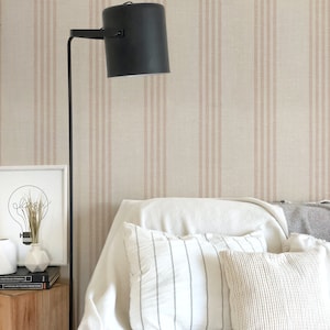 Striped Fabric Wallpaper. Neutral Wallpaper. Peel + Stick Wallpaper and Traditional Options. Multiple Colours. 25 Inch. *