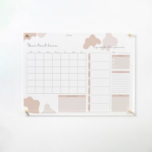 Acrylic Wall Calendar 2023 - Personalized Dry Erase Board - Wall Calendar with Side Notes -  Monthly and Weekly Calendar - Cute in Pink