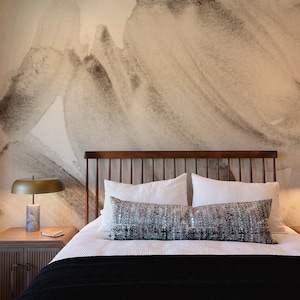 Papier peint aquarelle de mauvaise humeur. Peint à la main. Noir et ardoise. Options de papier peint autocollant et traditionnel. Beaucoup de couleurs disponibles. Décoration murale