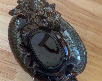 Vintage Brown Decorative Bowl Pottery Brown Drip Glaze made in USA