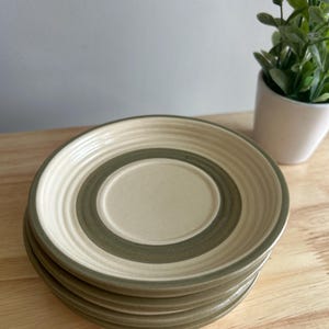 Vintage Laurentien Pottery Saucer Plates - Set of 4 - Greyish Green