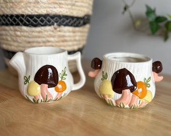 Juego de azucarero y cremera Arnels retro Merry Mushroom de los años 70 con diseño de hongo