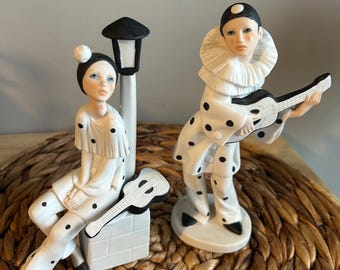 Vintage Ceramic Pierrot Clown Figurine Large 10x12 Hand Painted