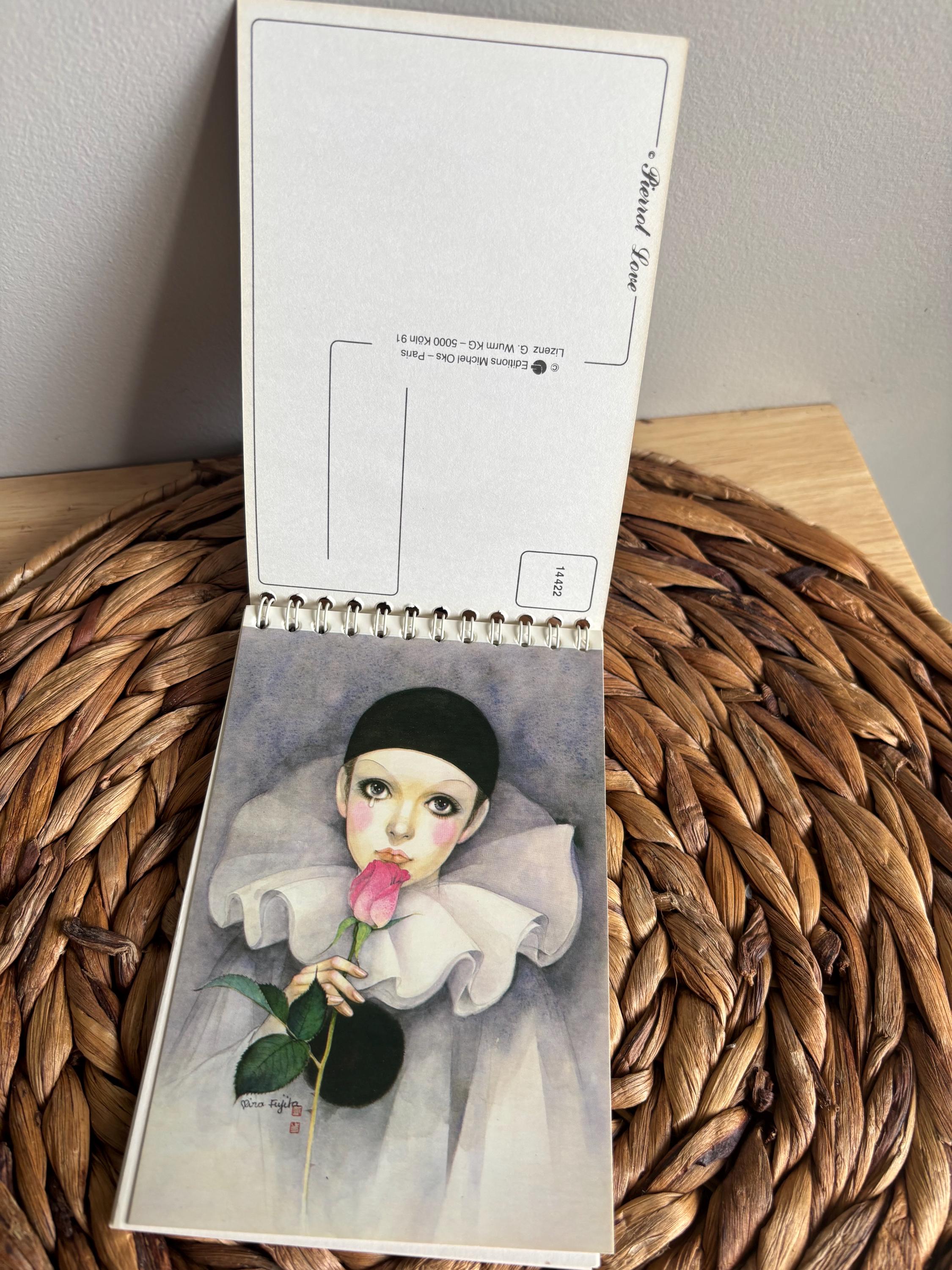 Vintage Pierrot Love Notepad Mira Fujita 1980s Sad Clown Harlequin