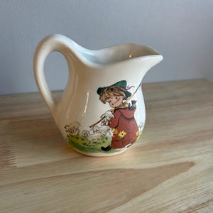 McCoy pottery creamer vintage 1970’s boy hearding sheep made in USA