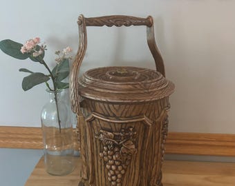 Vintage 1960s Brentwood faux-wooden ice bucket Mid-Century