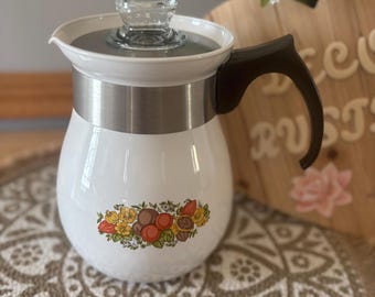 Vintage Corning Ware Spice of Life Coffee Percolator P-166 6 cup