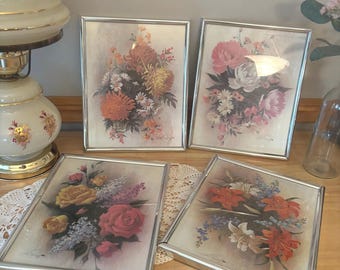 Vintage Arthur Sarnoff Framed Floral Art Prints (4)