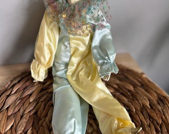 Vintage Harlequin Jester Porcelain Doll