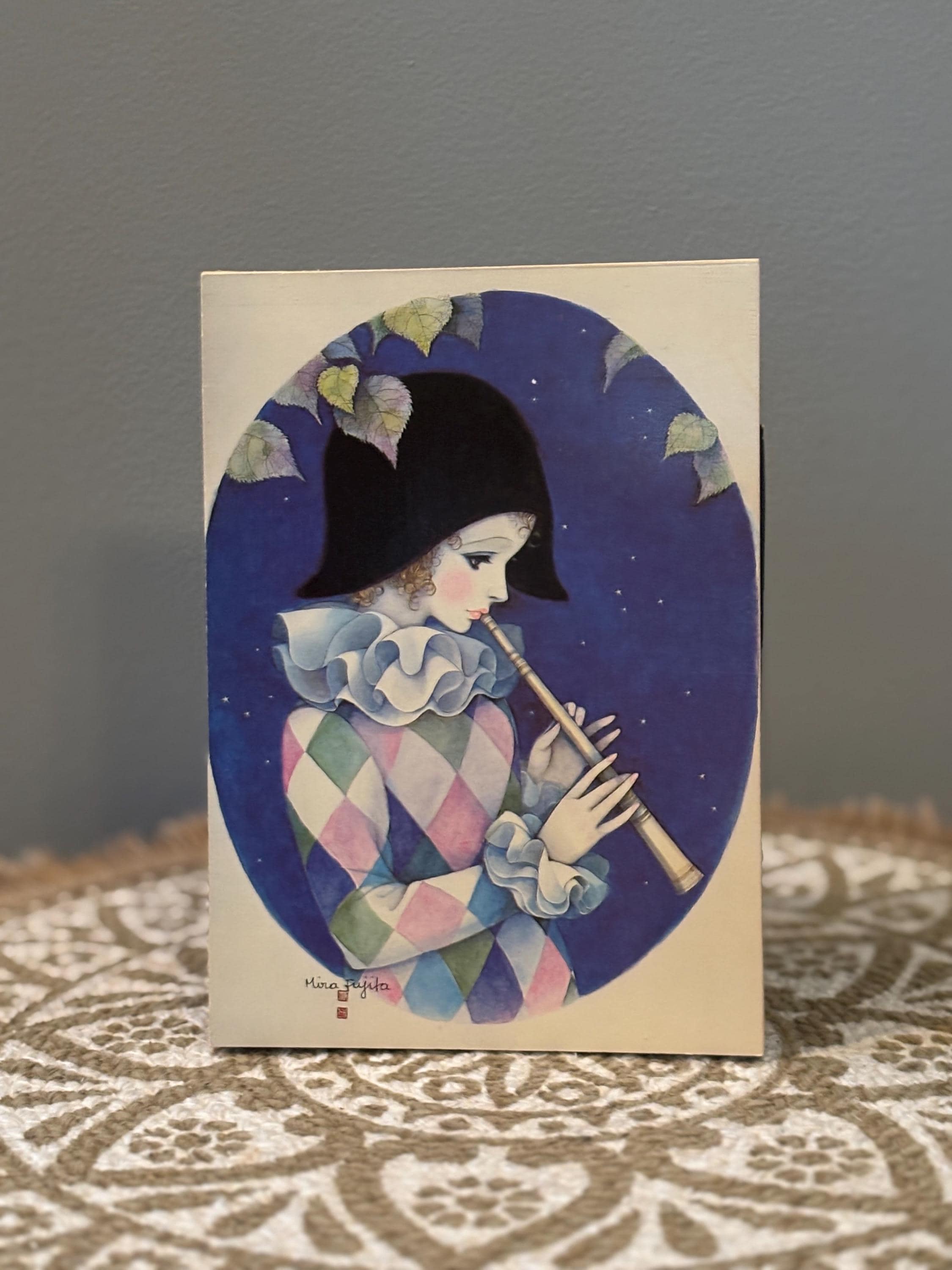 Vintage Pierrot Love Sad Clown Notepad Mira Fujita 1980s Harlequin