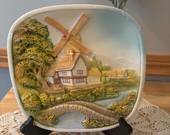 vintage 1970s 3D chalkware wall plaque made in England by A Legend Product