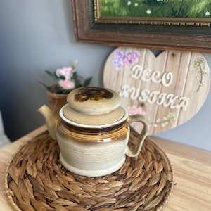 Beauce Pottery vintage hand made teapot 1970s Glazed Brown from Quebec, Canada retro