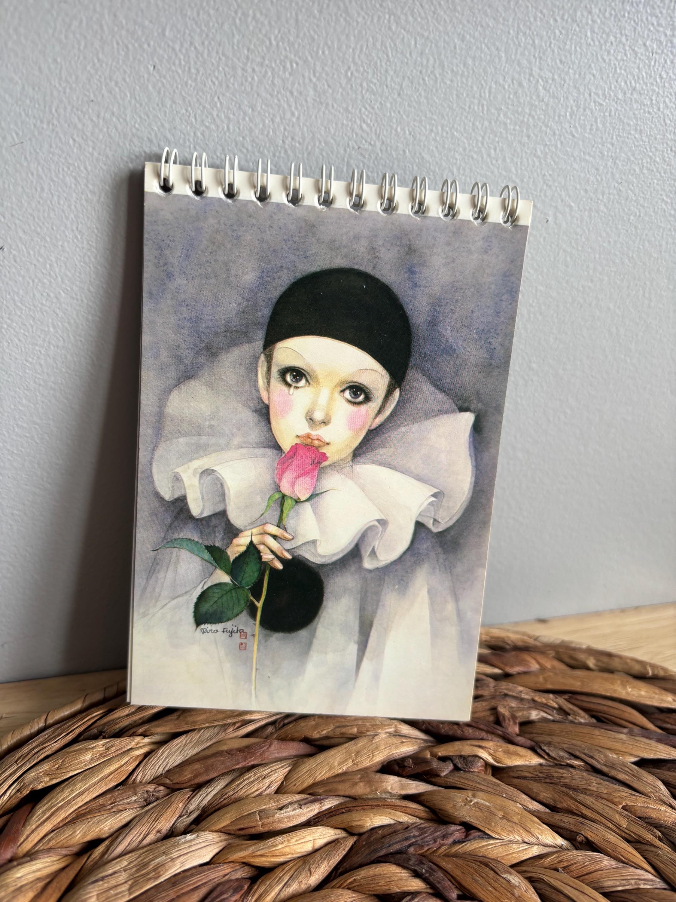 Vintage Pierrot Love Notepad Mira Fujita 1980s Sad Clown Harlequin