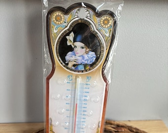 Seltenes 1980er Jahre Pierrot Sad Clown Deko Wand Thermometer
