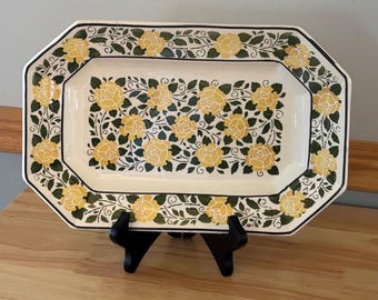 Vintage Serving Tray Yellow Flower made in Germany