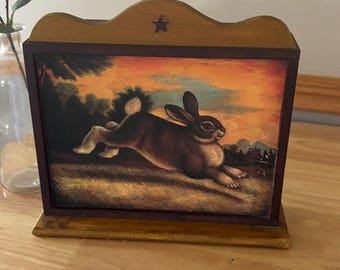 Vintage Wooden Wall-mounted Key Holder Country-Style Rabit