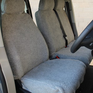 Grey Sherpa Sheepskin Faux Fur Furry Van Seat Covers Single