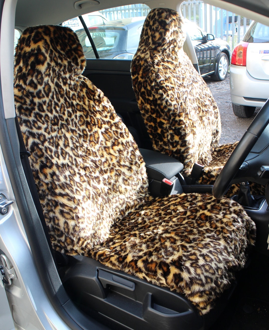 Front Pair of Leopard Print Faux Fur Furry Car Seat Covers Etsy