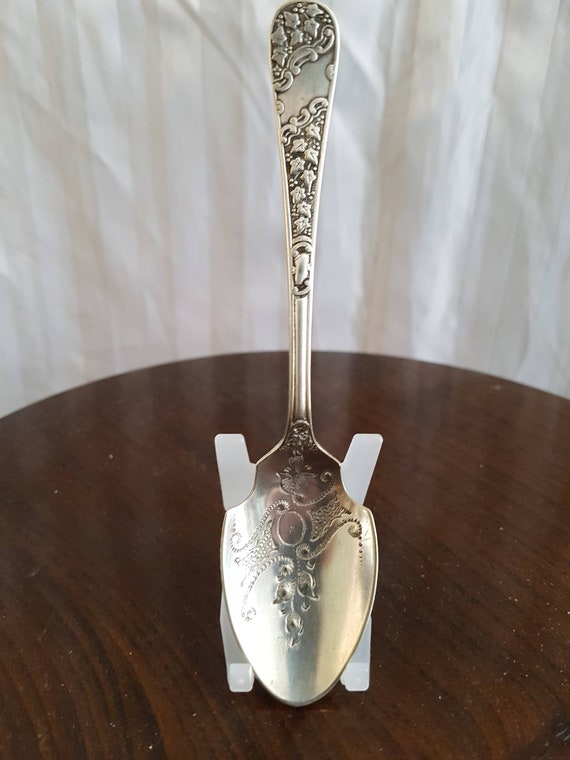 Decorative Vintage Antique Silver Plated EPNS Jam Spoon with Pierced Shell Handle