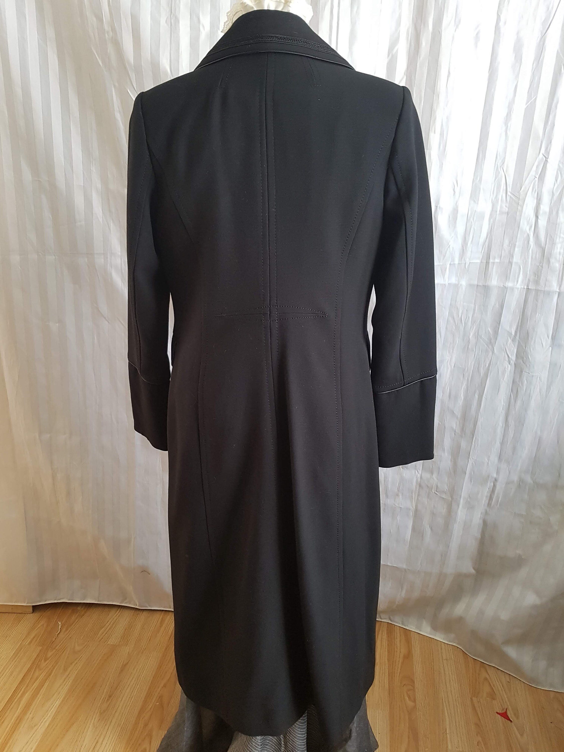 Ladies Long Black Dress Coat with Piping detail BNWT Etsy