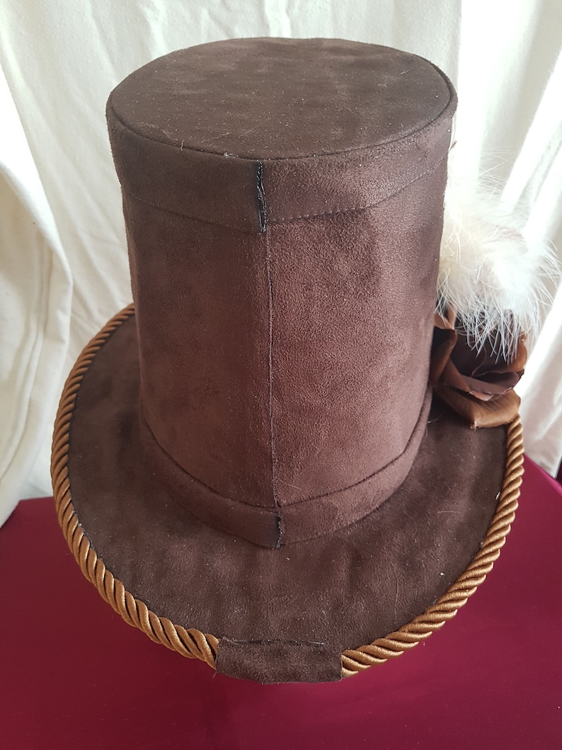 Steampunk Brown Suedette Stove Pipe Hat with Feathers and Silk Etsy