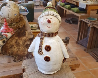 Snowman Ceramic Frost Resistant Decoration Gift Unique Winter