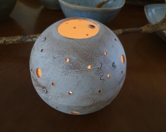 Incense bowl with sieve and accessories.... Candlestick, ceramic lantern, unique, handmade, frost-proof, gift D= 13 cm x 11 cm H, candlestick