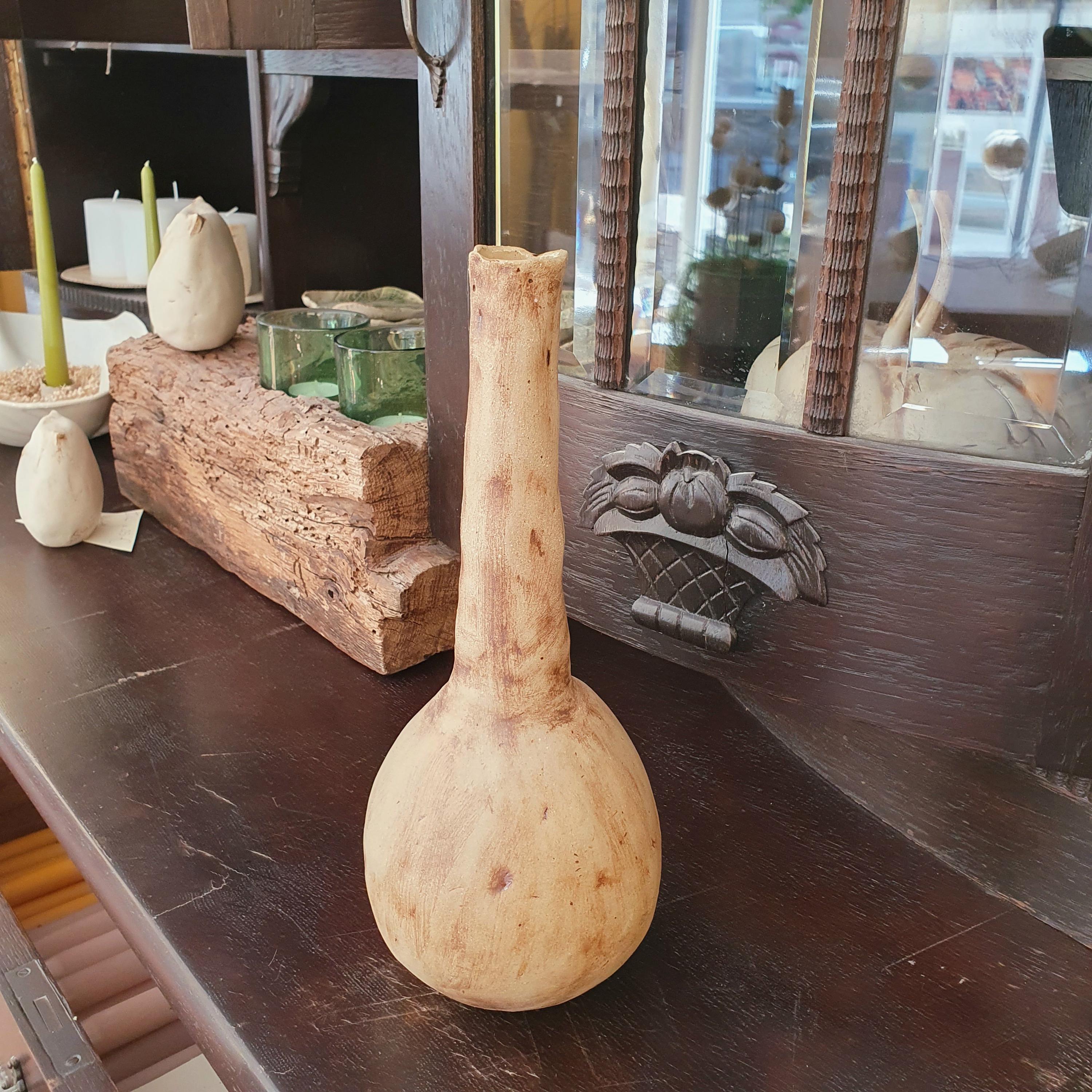 花瓶 No. 265、高さ 29 cm、幅 11.5 cm、一点物、手作り、高密度焼成