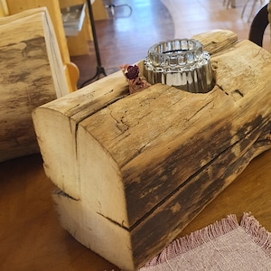 Beams, candlesticks, wood, natural, 27x 16 x 12 (length/height/depth), handmade, decoration, unique, gift