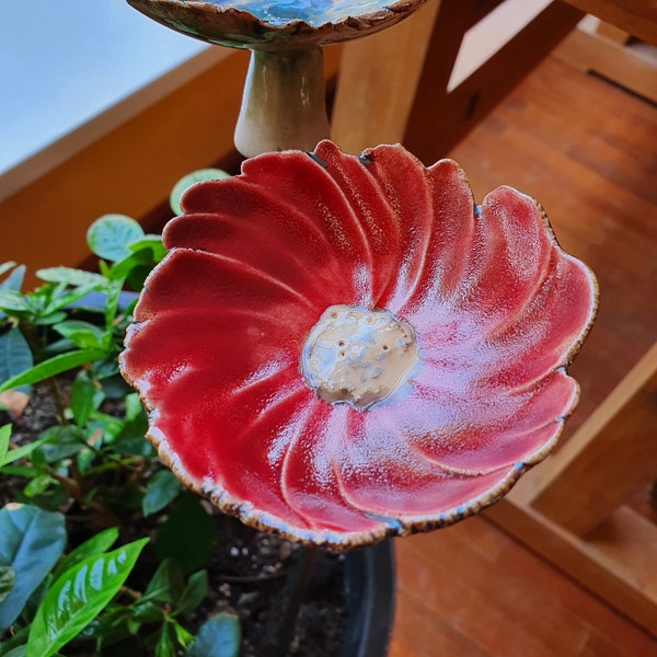 Flower No. 23, flat bird bath, decoration, unique, handwork, 8.5 cm 5 cm (D x H)